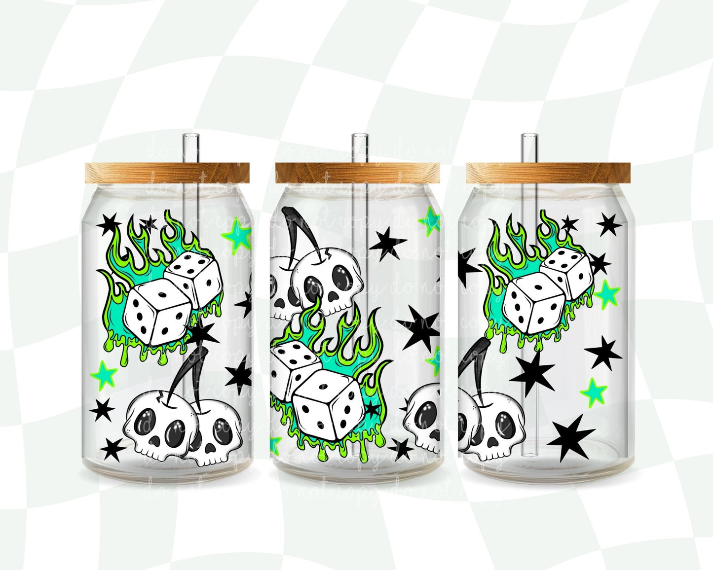 Flaming Dice & Skull Cherries 16 Oz Wrap