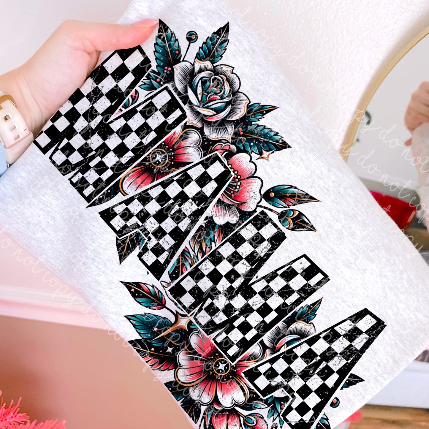 Checkered, Floral Mama DTF