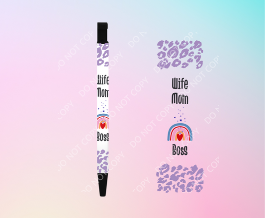 Wife Mom Boss- UV dtf Pen Wraps