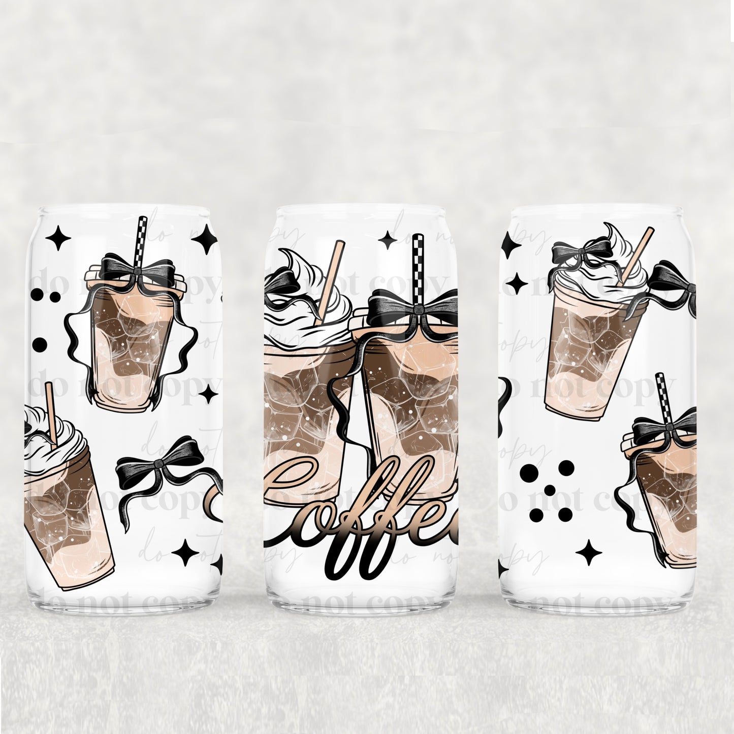 Ice Coffee Love 16 Oz Wrap - Black Bows