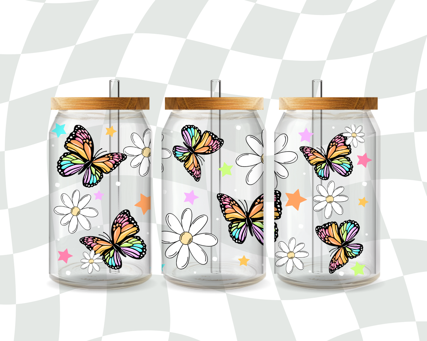 Rainbow Butterflies & Daisies 16 Oz