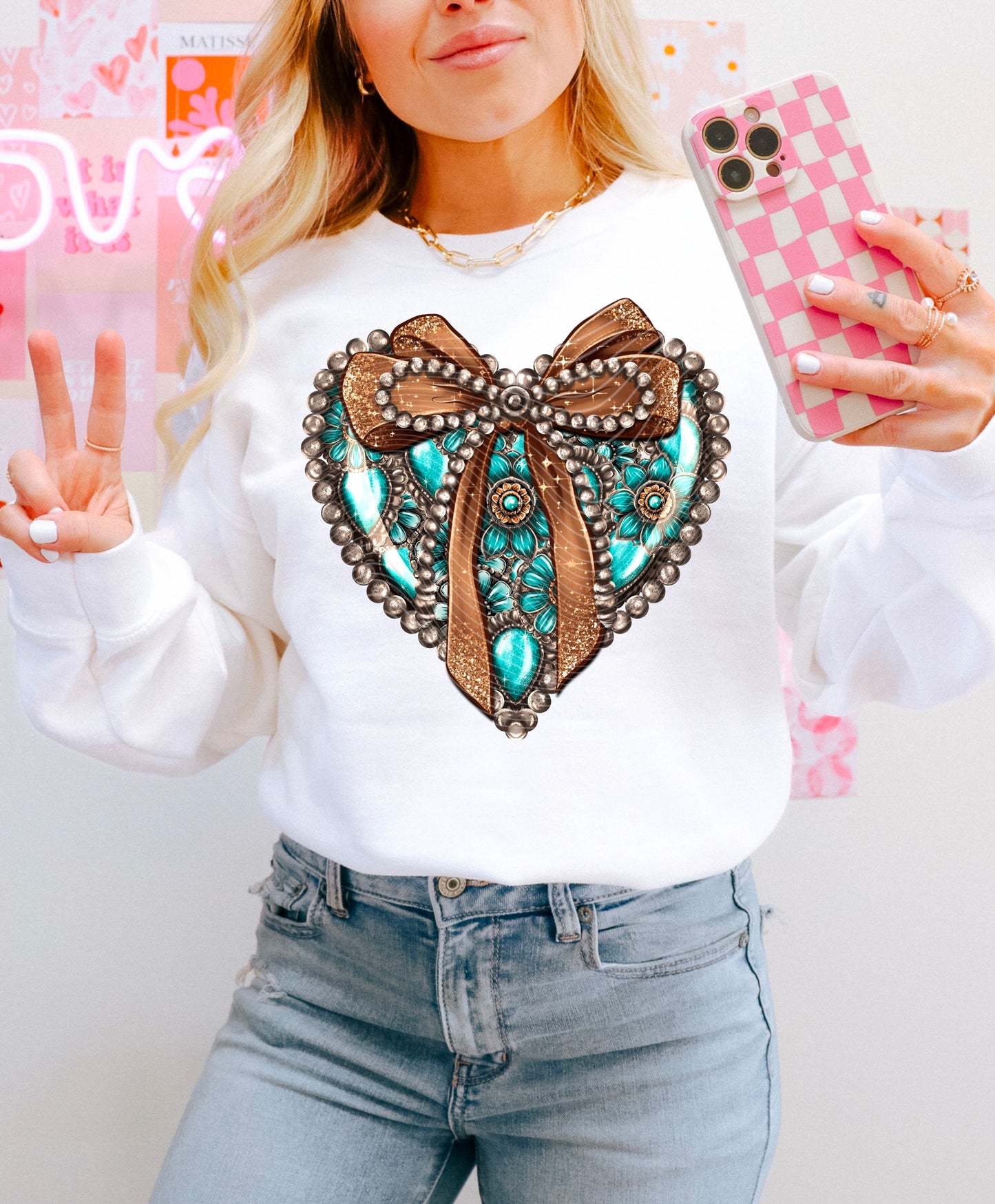 Turquoise Concho Heart