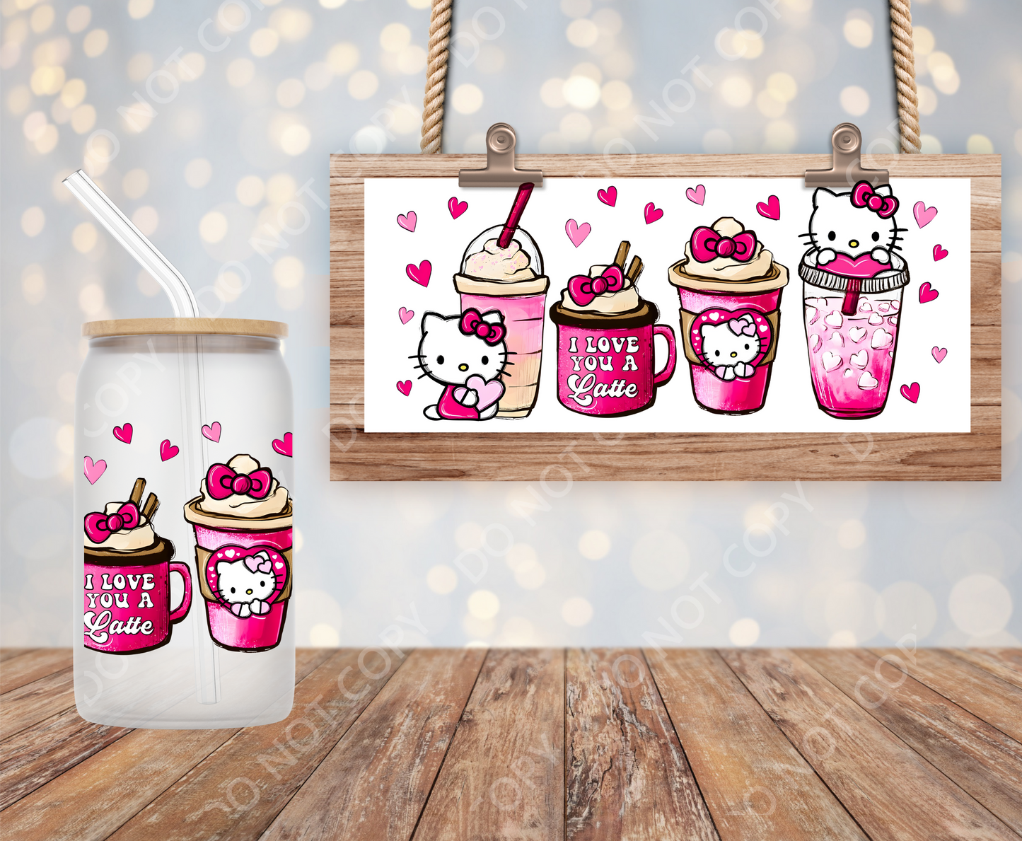 I love you Latte (hello Kitty) 16oz wrap