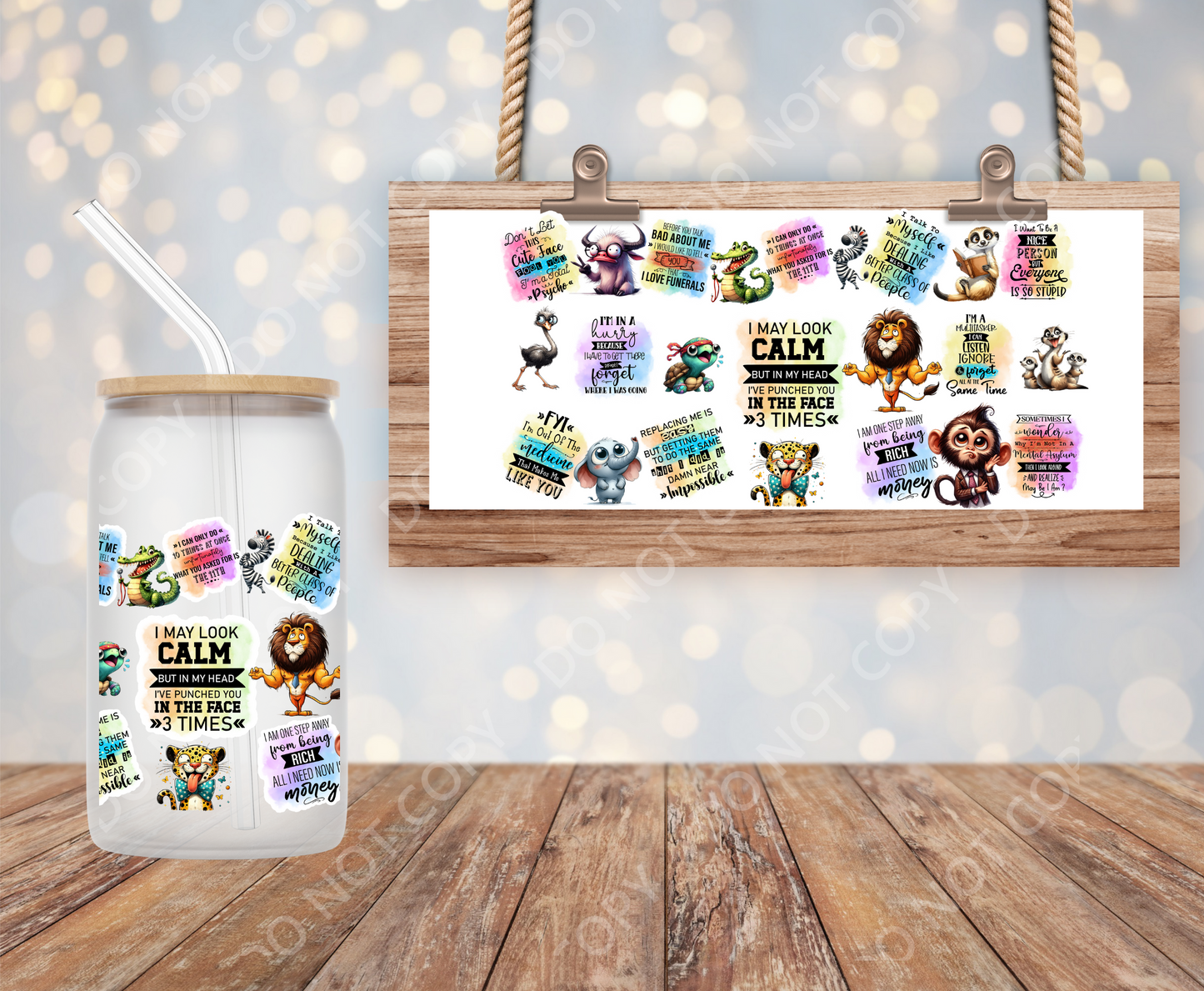 Funny Safari Animals 16oz Wrap