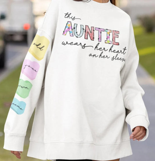 This Auntie wears her heart on her sleeve - DTF Print
