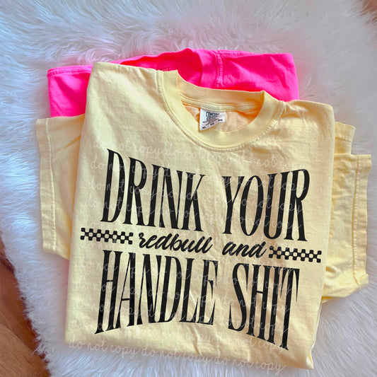 Drink Your R Energy Drink and Handle S DTF - Black