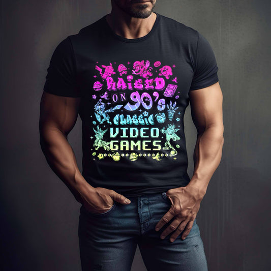Raised On 90’s Video Games DTF - Rainbow