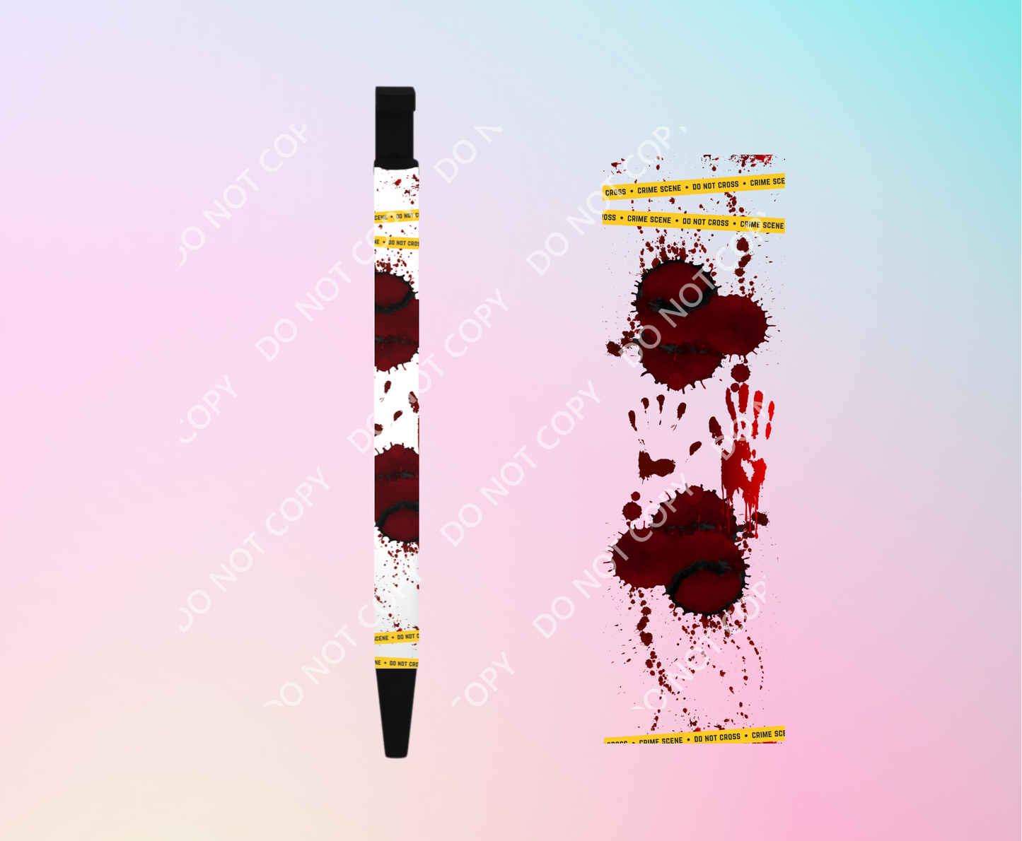 Crime Scene no not cross Blood splatter - UV dtf Pen Wraps