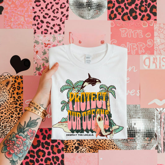 Protect Our Oceans DTF - Orange and Pink