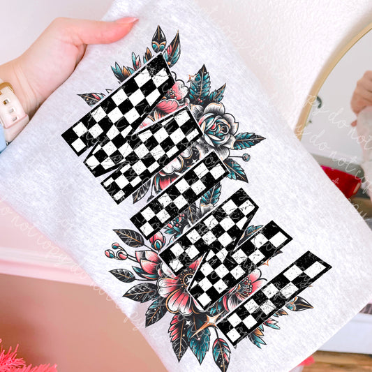 Checkered, Floral Mini DTF
