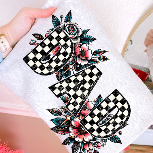 Checkered Floral Dad DTF