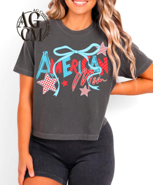 American Mom DTF - Blue Bow Version