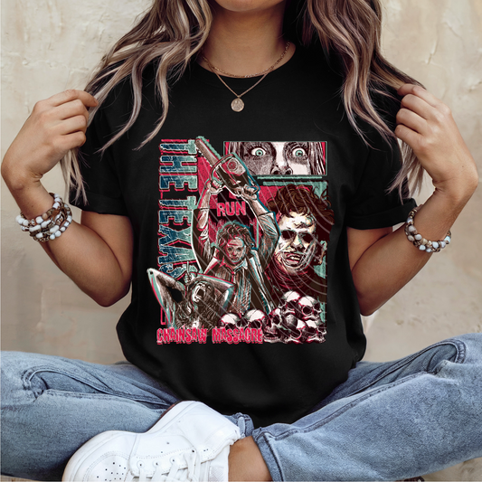 Horror Chainsaw DTF - Teal and Red (Version 2)