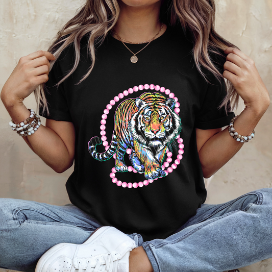 Tiger w/ Pink Pearls DTF - No Bows