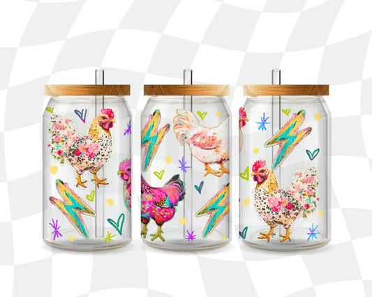 Mixed Media Chickens 16 Oz Wrap