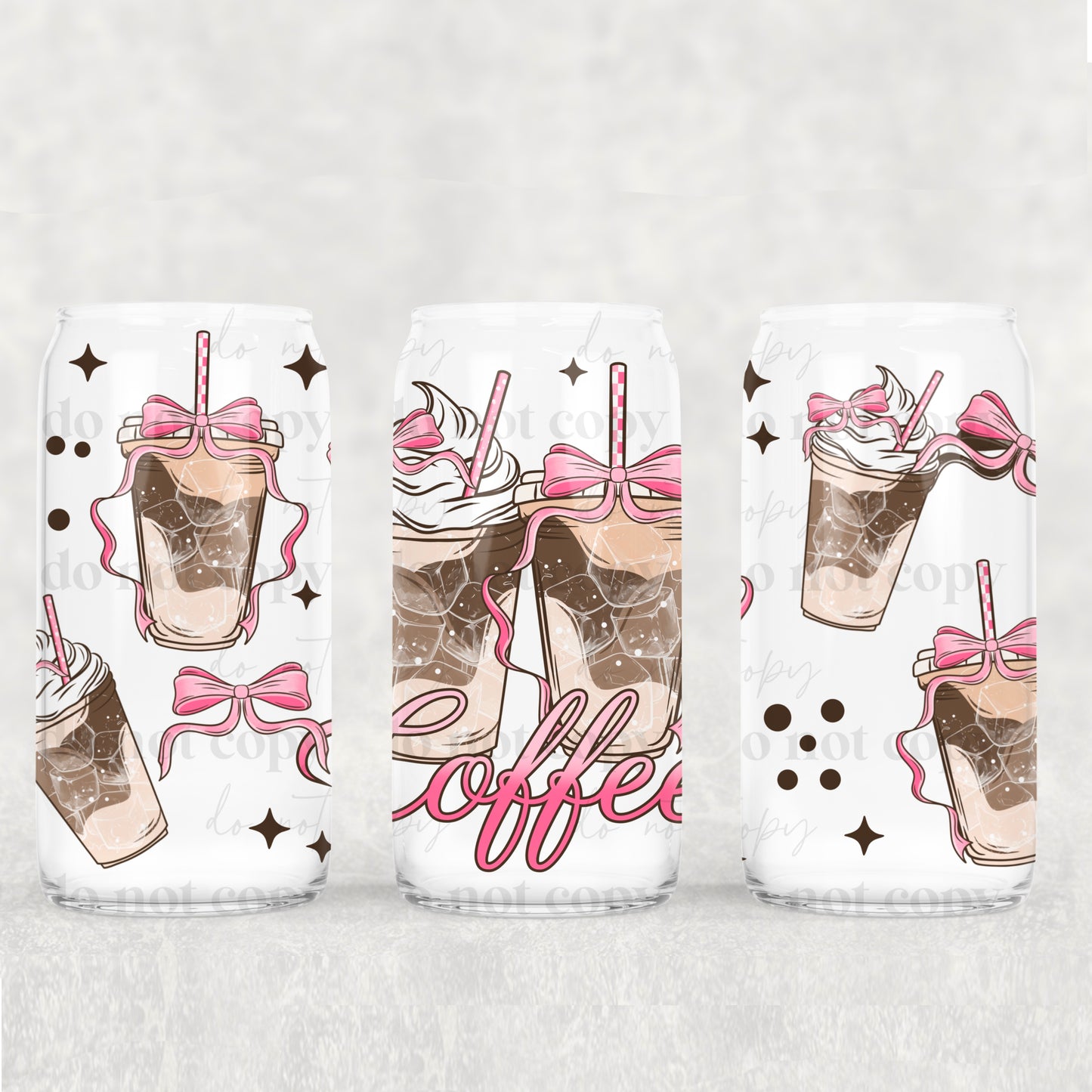 Ice Coffee Love 16 Oz Wrap - Pink Bows