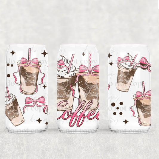 Ice Coffee Love 16 Oz Wrap - Pink Bows