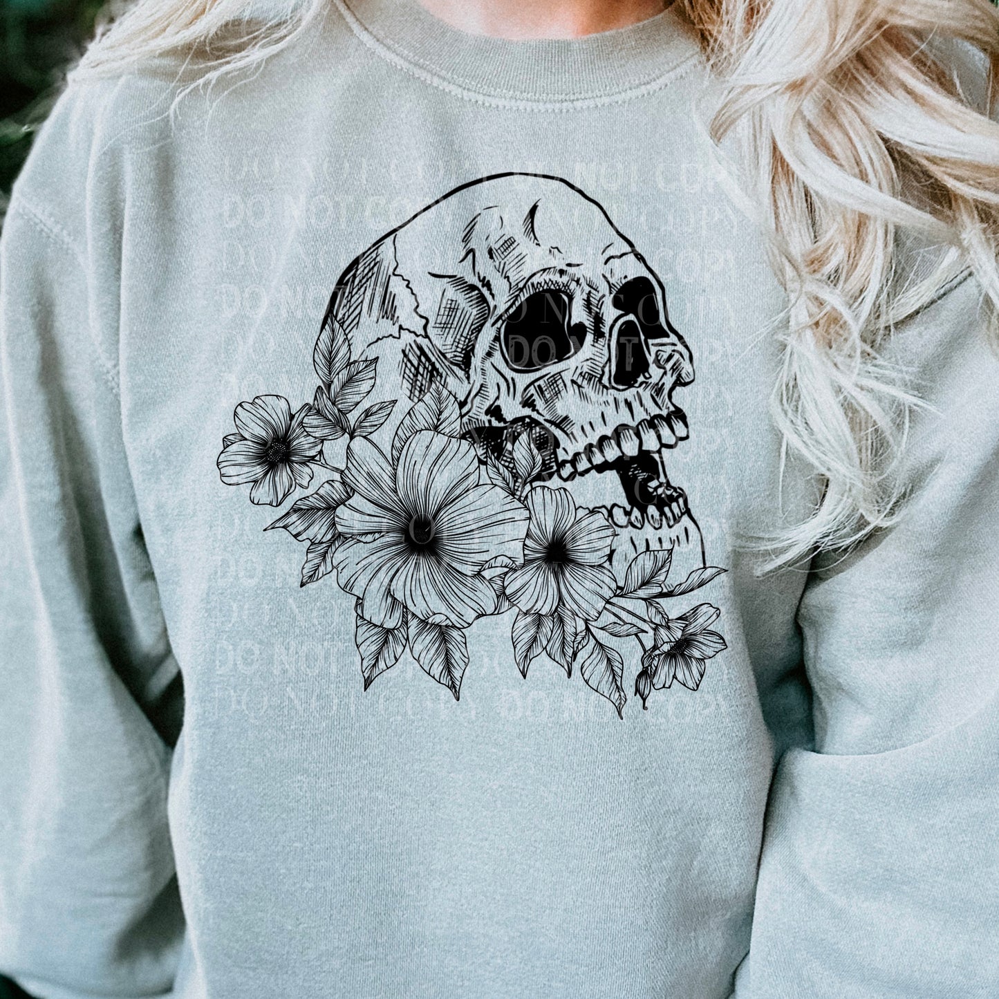 Skull with flower - DTF PRINT